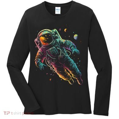 Astronaut Planets Spaceman Cosmonaut Space Cool Graphic Women's Long Sleeve Shirt