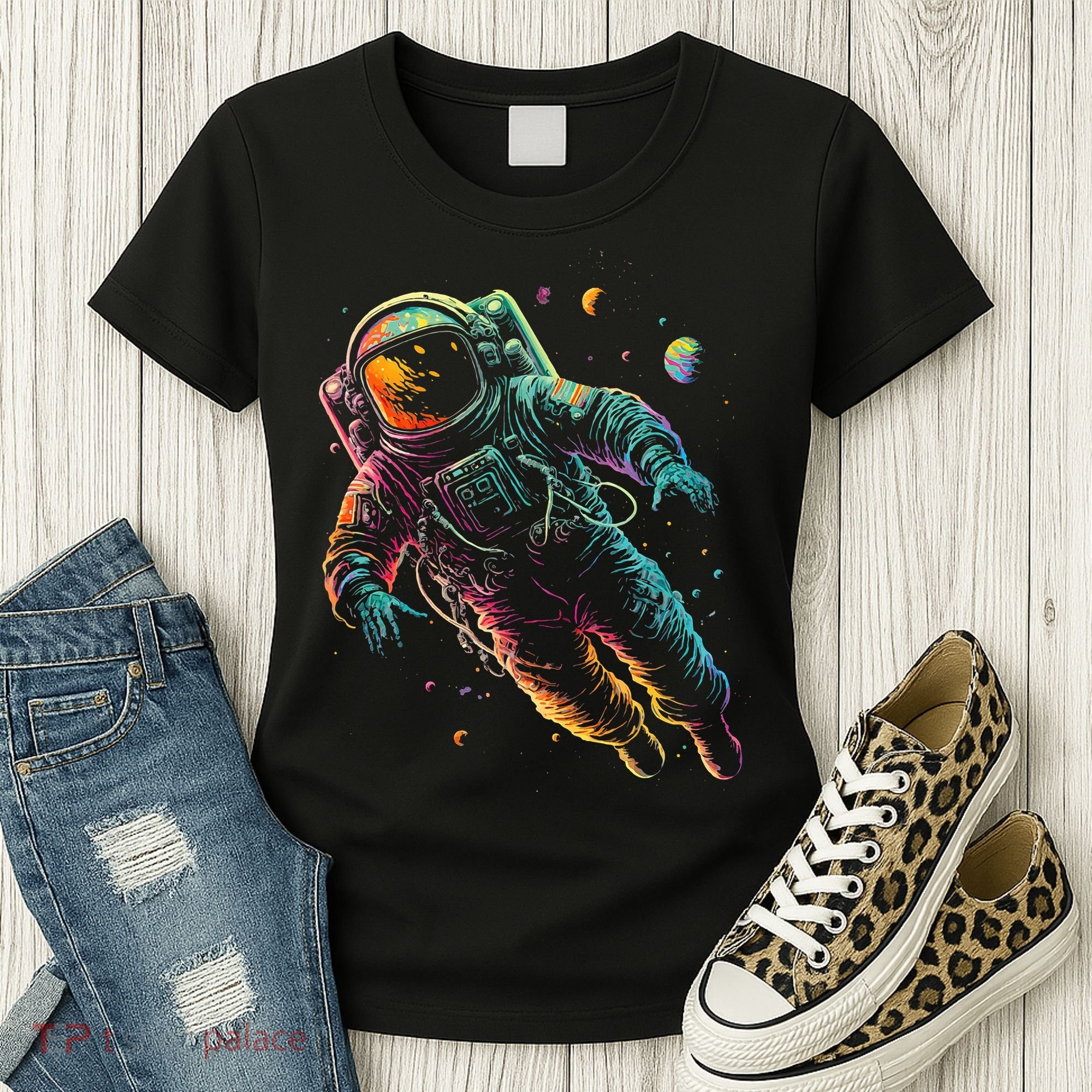 Astronaut Planets Spaceman Cosmonaut Space Cool Graphic Women's T-Shirt