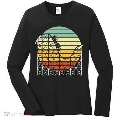 Amusement Park Theme Park Vintage Roller Coaster Women's Long Sleeve Shirt