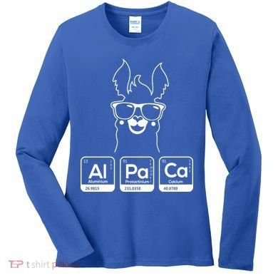 Alpaca Periodic Table Chemist Student Llama Chemistry Nerd Cool Gift Women's Long Sleeve Shirt