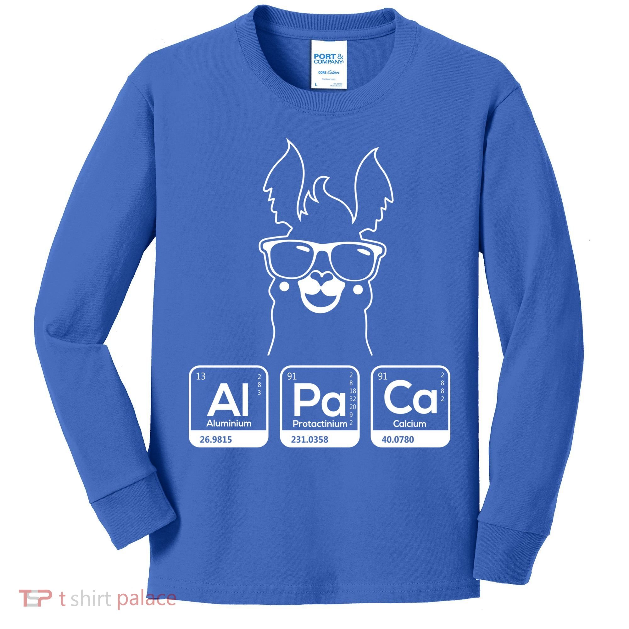 Alpaca Periodic Table Chemist Student Llama Chemistry Nerd Cool Gift Kids Long Sleeve Shirt