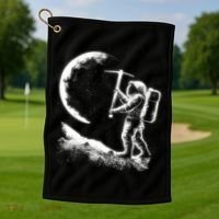 Astronaut Picking The Moon Golf Towel thumb 1