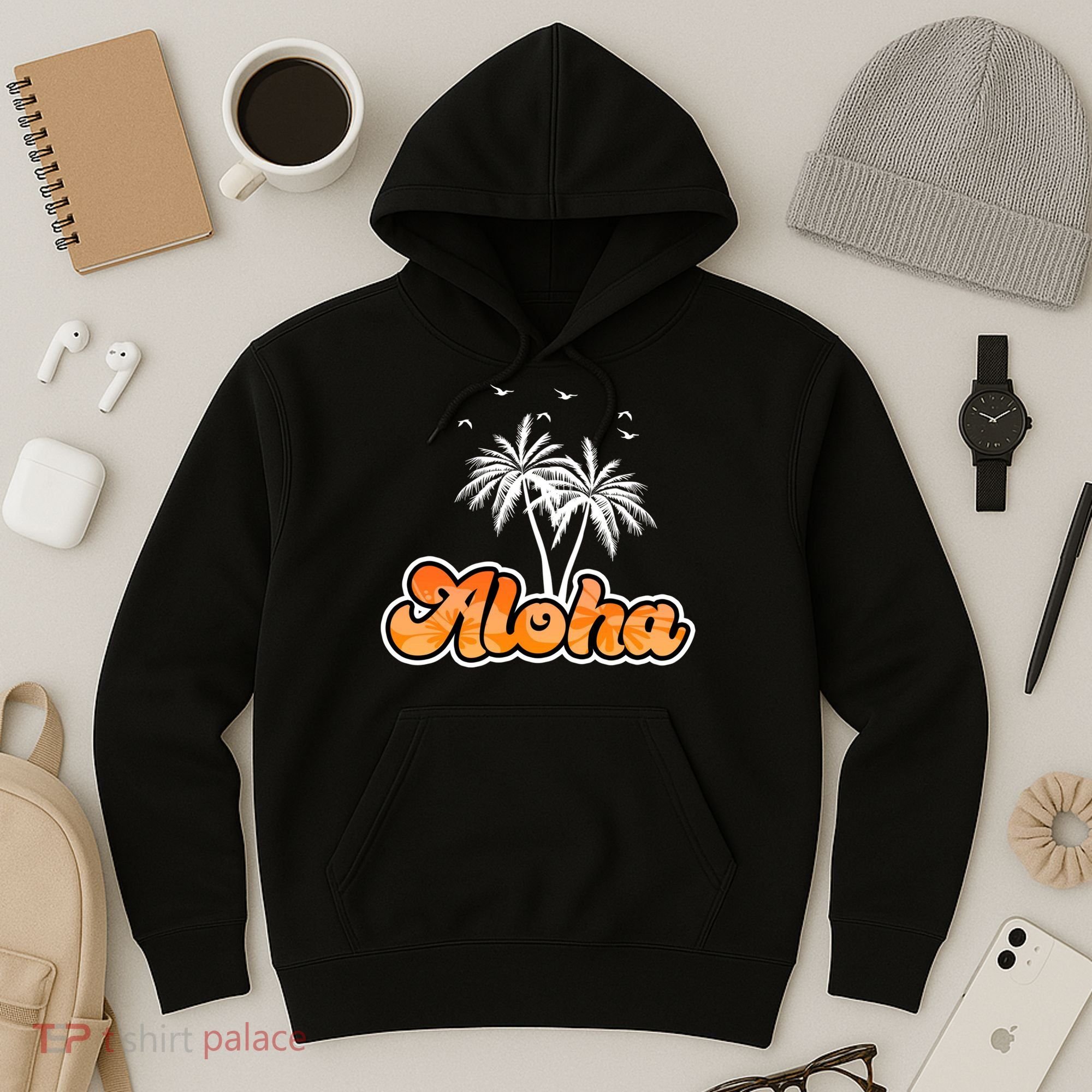 Aloha Palm Trees Hawaii Tropical Hoodie