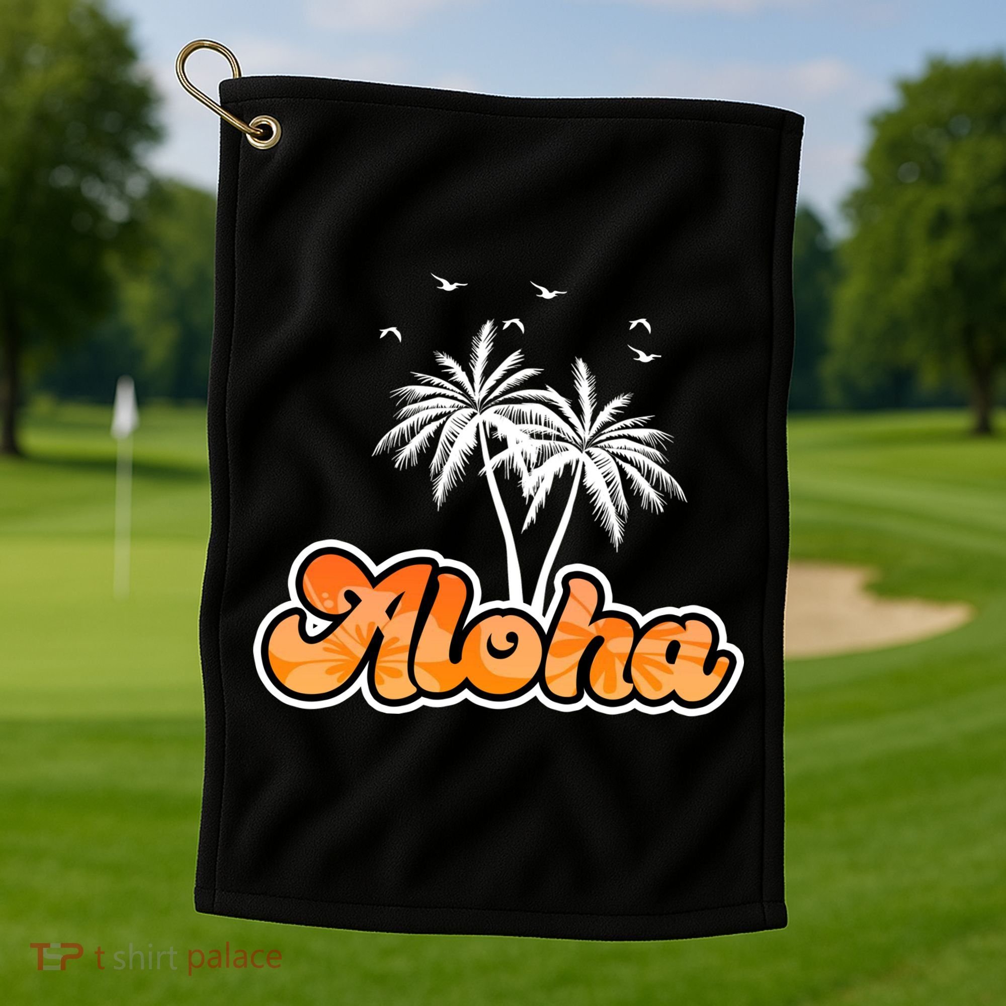 Aloha Palm Trees Hawaii Tropical Golf Towel