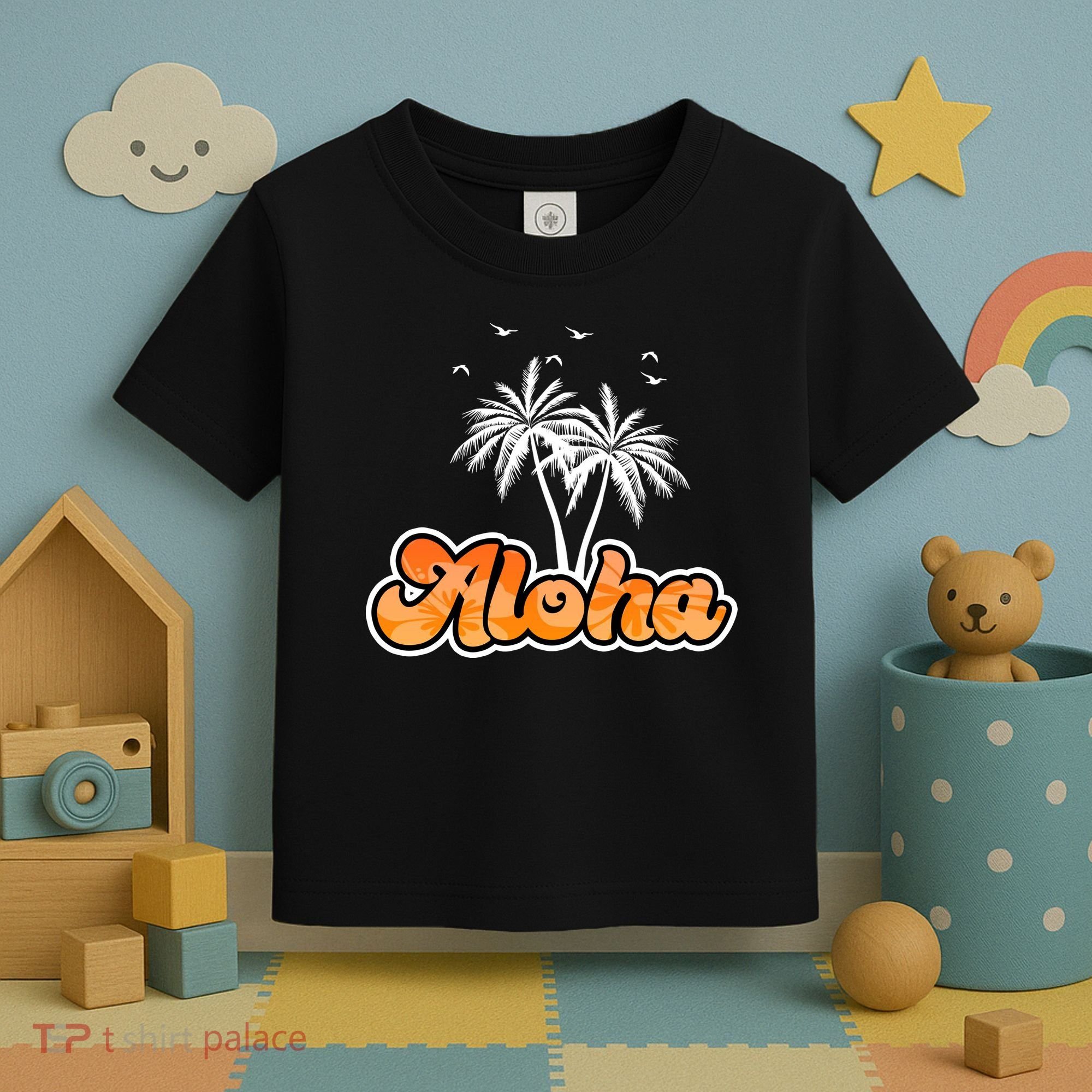 Aloha Palm Trees Hawaii Tropical Toddler T-Shirt
