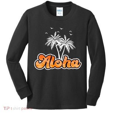Aloha Palm Trees Hawaii Tropical Kids Long Sleeve Shirt
