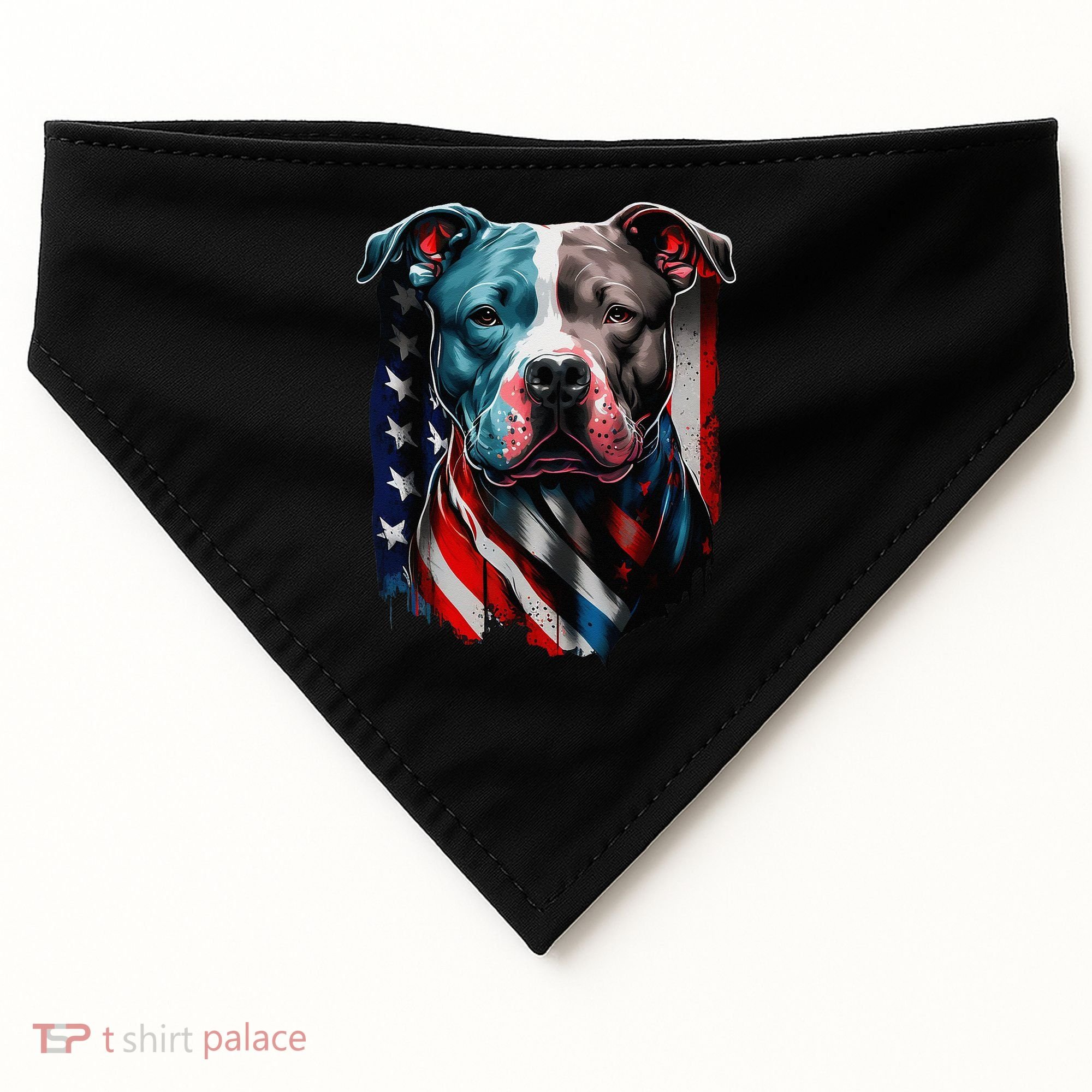 American Pitbull Terrier USA Flag Patriotic Dog USA-Made Doggie Bandana