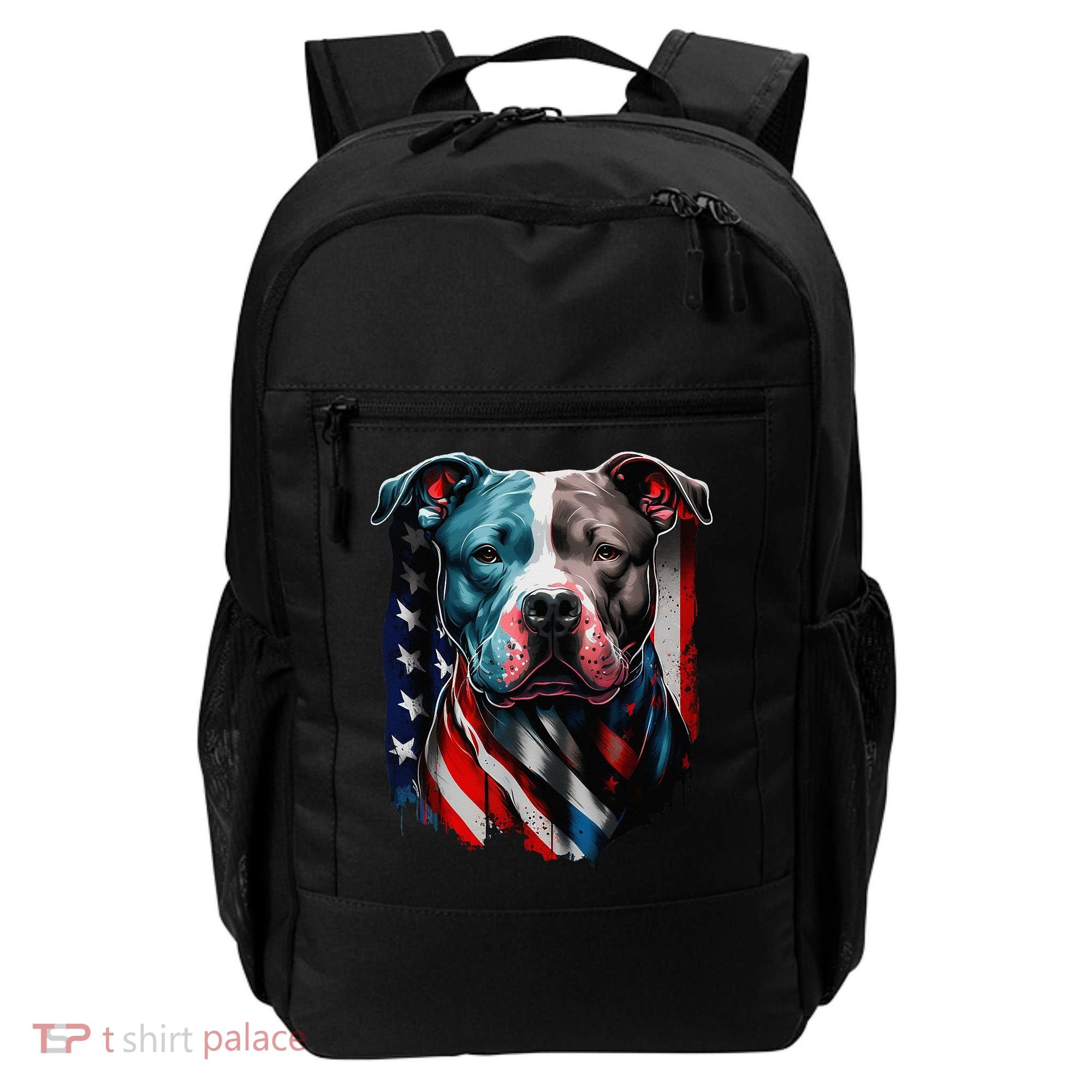 American Pitbull Terrier USA Flag Patriotic Dog Backpack