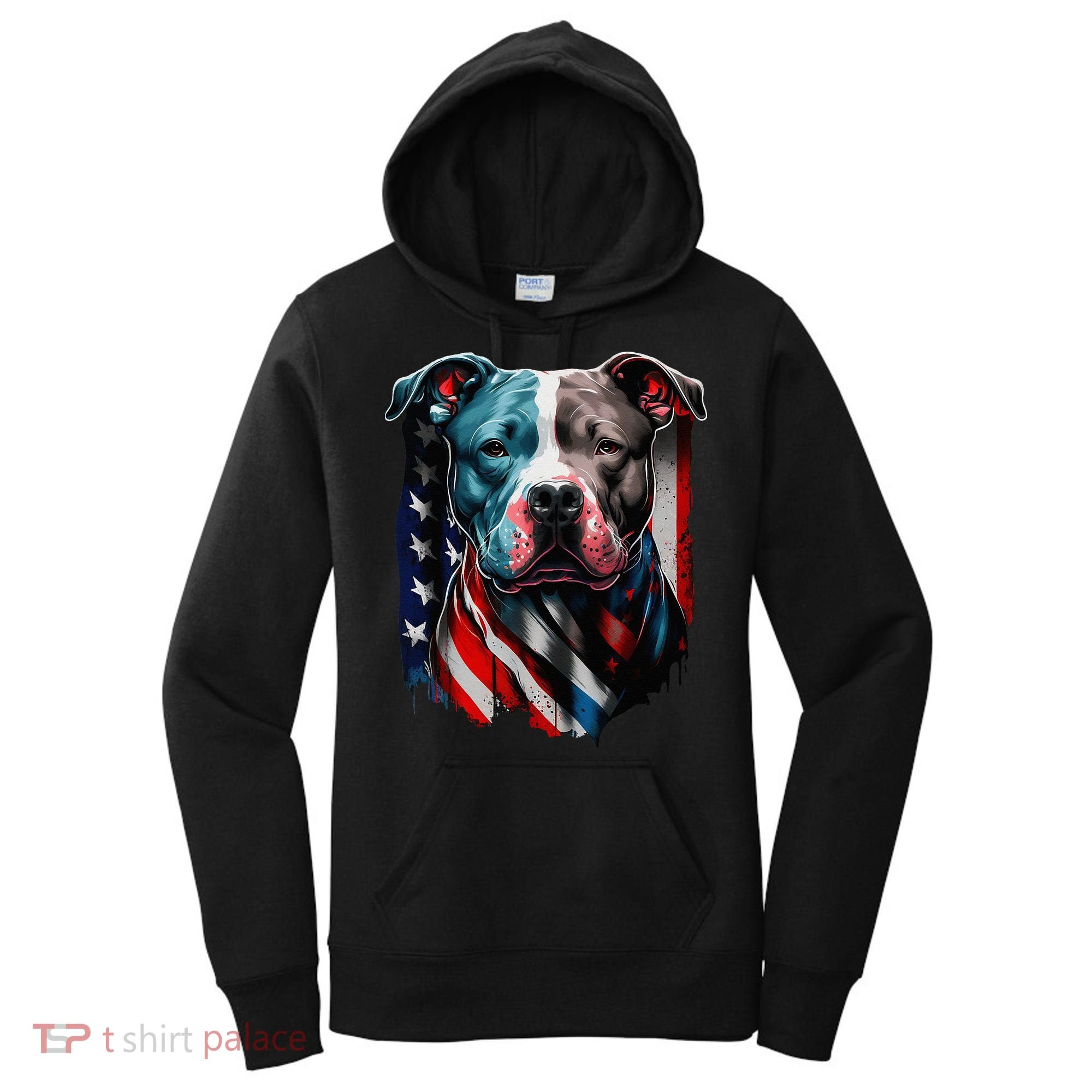 American Pitbull Terrier USA Flag Patriotic Dog Women's Hoodie