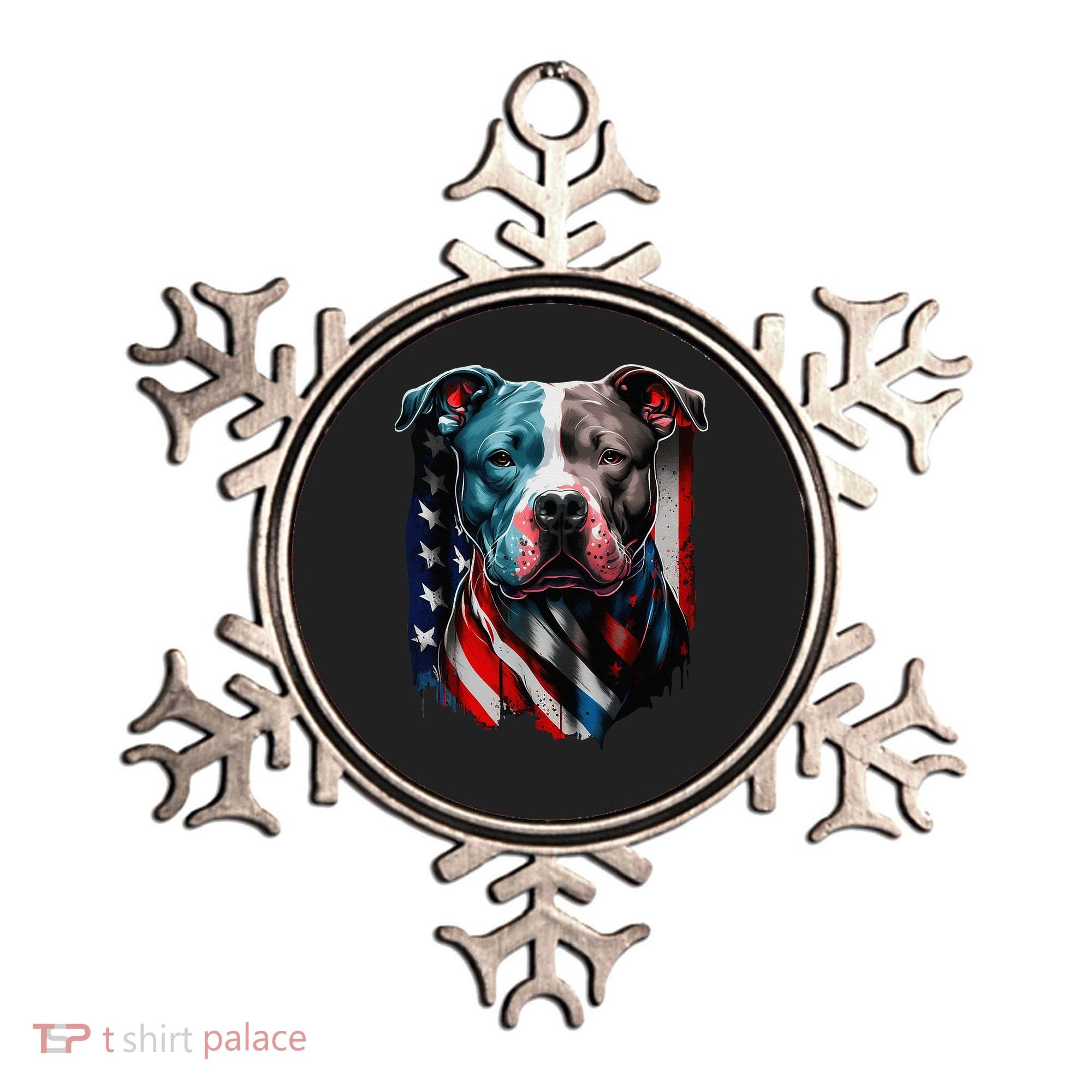 American Pitbull Terrier USA Flag Patriotic Dog Ornament