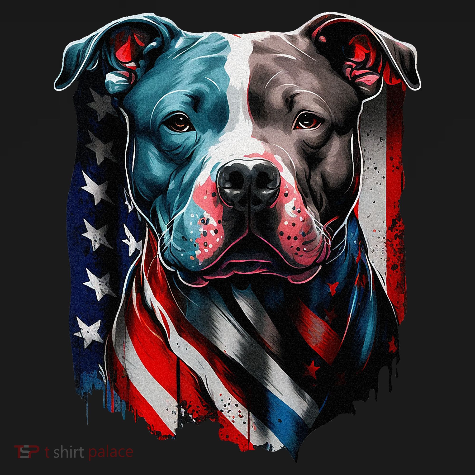American Pitbull Terrier USA Flag Patriotic Dog Ornament