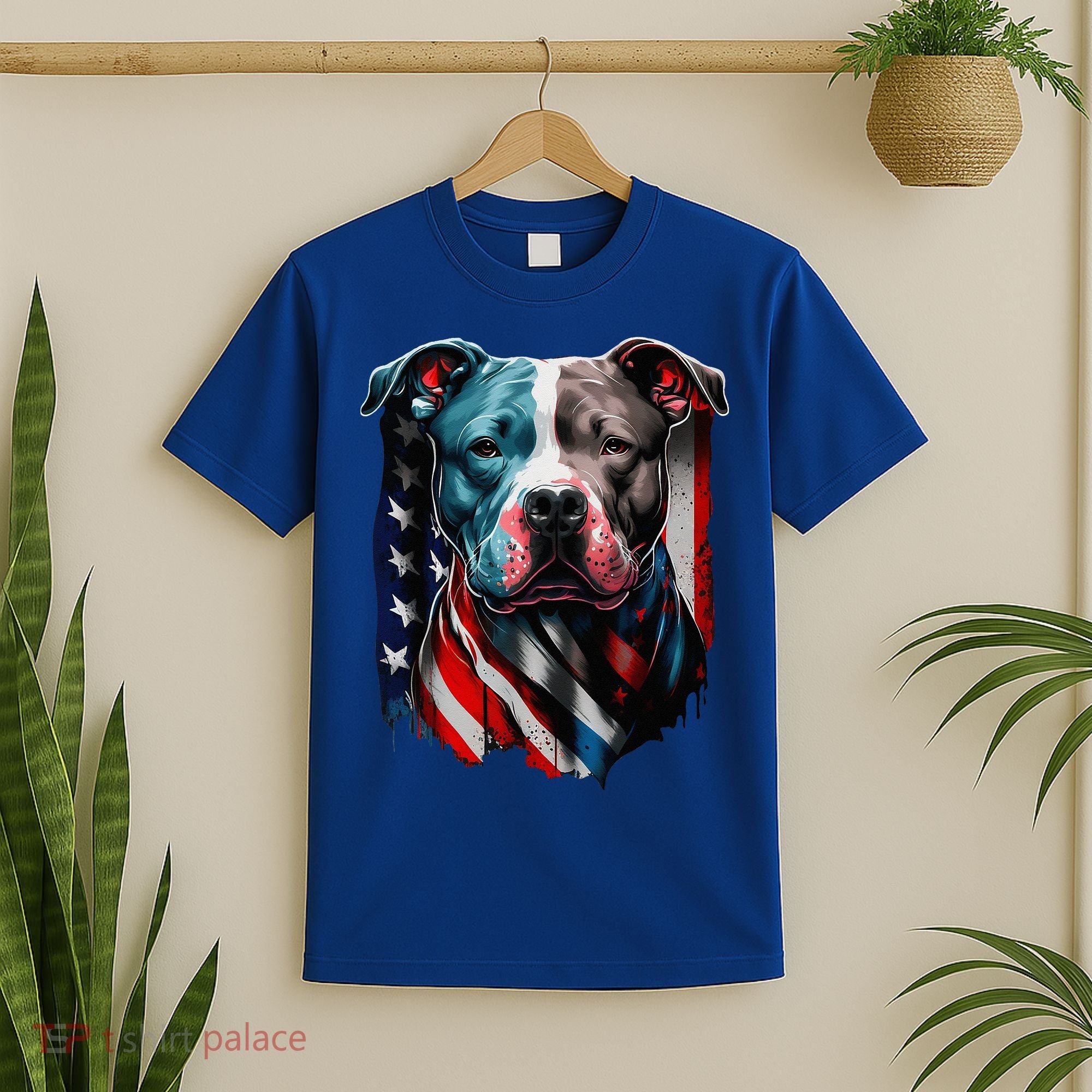American Pitbull Terrier USA Flag Patriotic Dog T-Shirt
