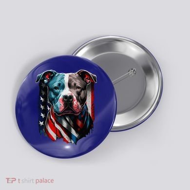 American Pitbull Terrier USA Flag Patriotic Dog Button