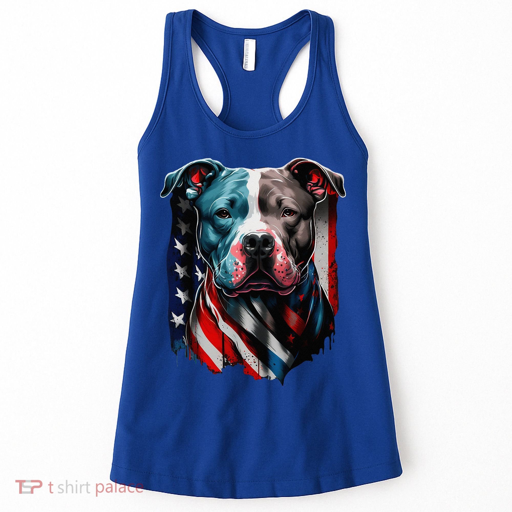 American Pitbull Terrier USA Flag Patriotic Dog Women's Tank Top
