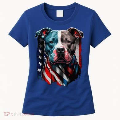 American Pitbull Terrier USA Flag Patriotic Dog Women's T-Shirt