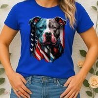 American Pitbull Terrier USA Flag Patriotic Dog Women's T-Shirt thumb 2