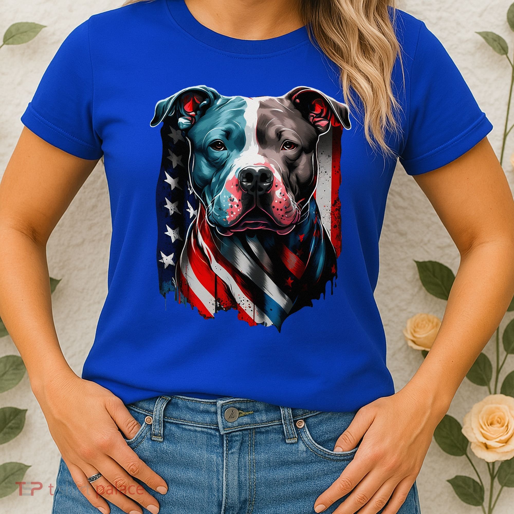 American Pitbull Terrier USA Flag Patriotic Dog Women's T-Shirt