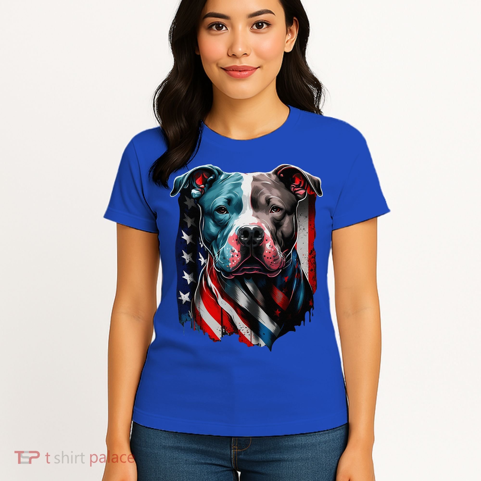 American Pitbull Terrier USA Flag Patriotic Dog Women's T-Shirt