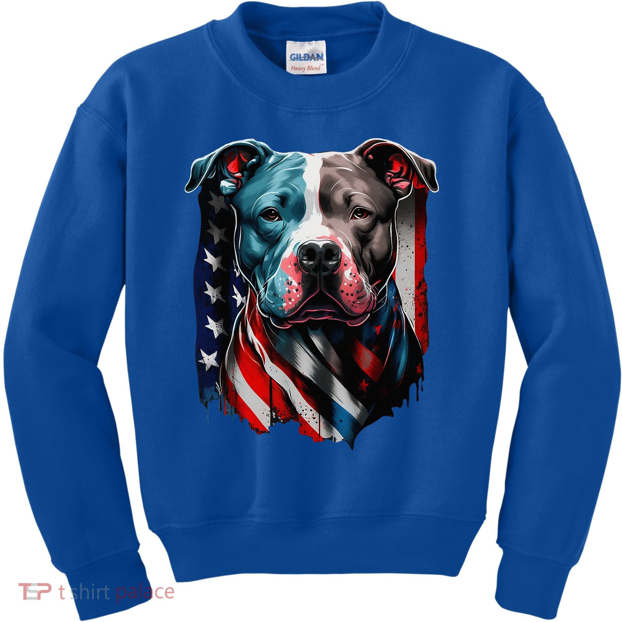 American Pitbull Terrier USA Flag Patriotic Dog Kids Sweatshirt