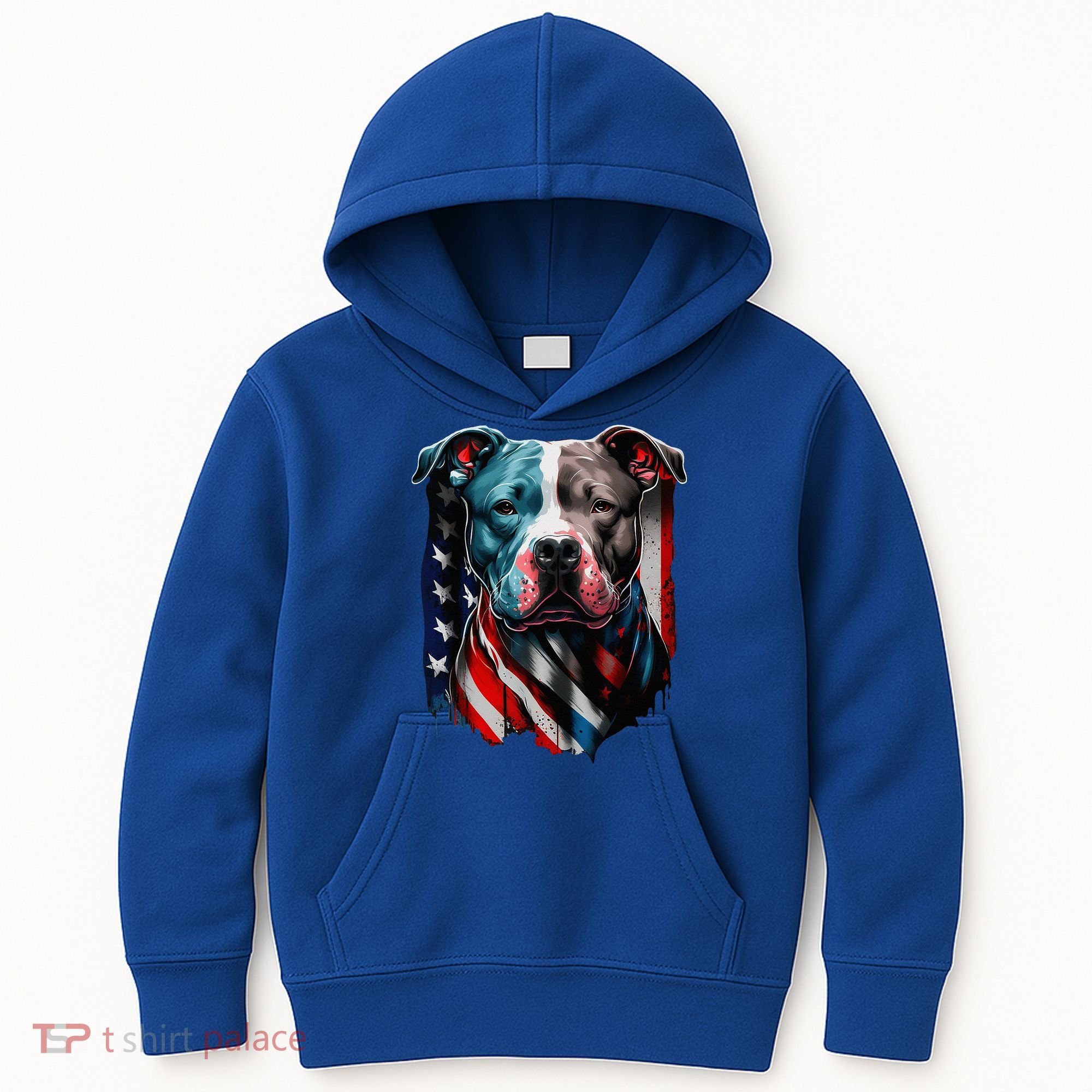 American Pitbull Terrier USA Flag Patriotic Dog Kids Hoodie