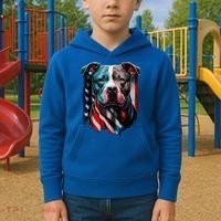 American Pitbull Terrier USA Flag Patriotic Dog Kids Hoodie thumb 2