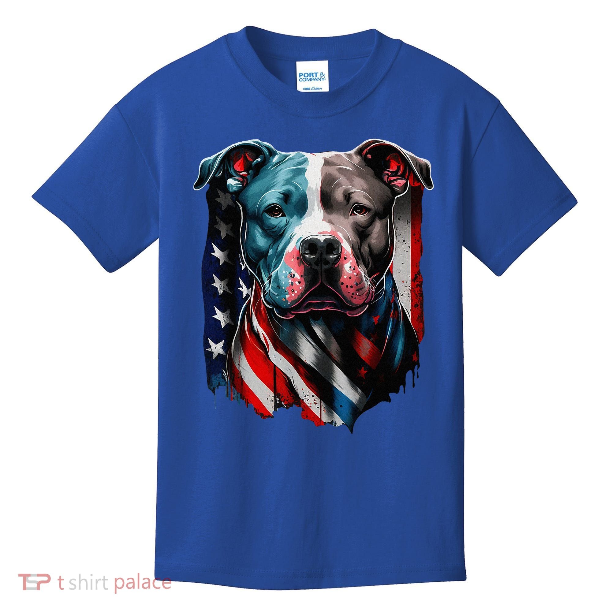 American Pitbull Terrier USA Flag Patriotic Dog Kids T-Shirt