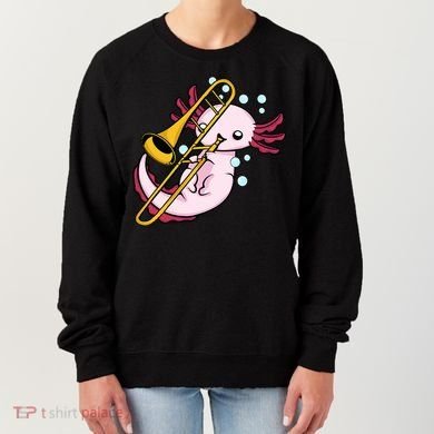 Axolotl Playing Trombone  Marching Band Trombone Women's Sweatshirt