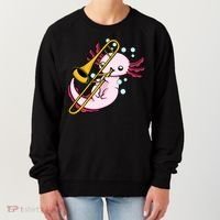 Axolotl Playing Trombone  Marching Band Trombone Women's Sweatshirt thumb 0