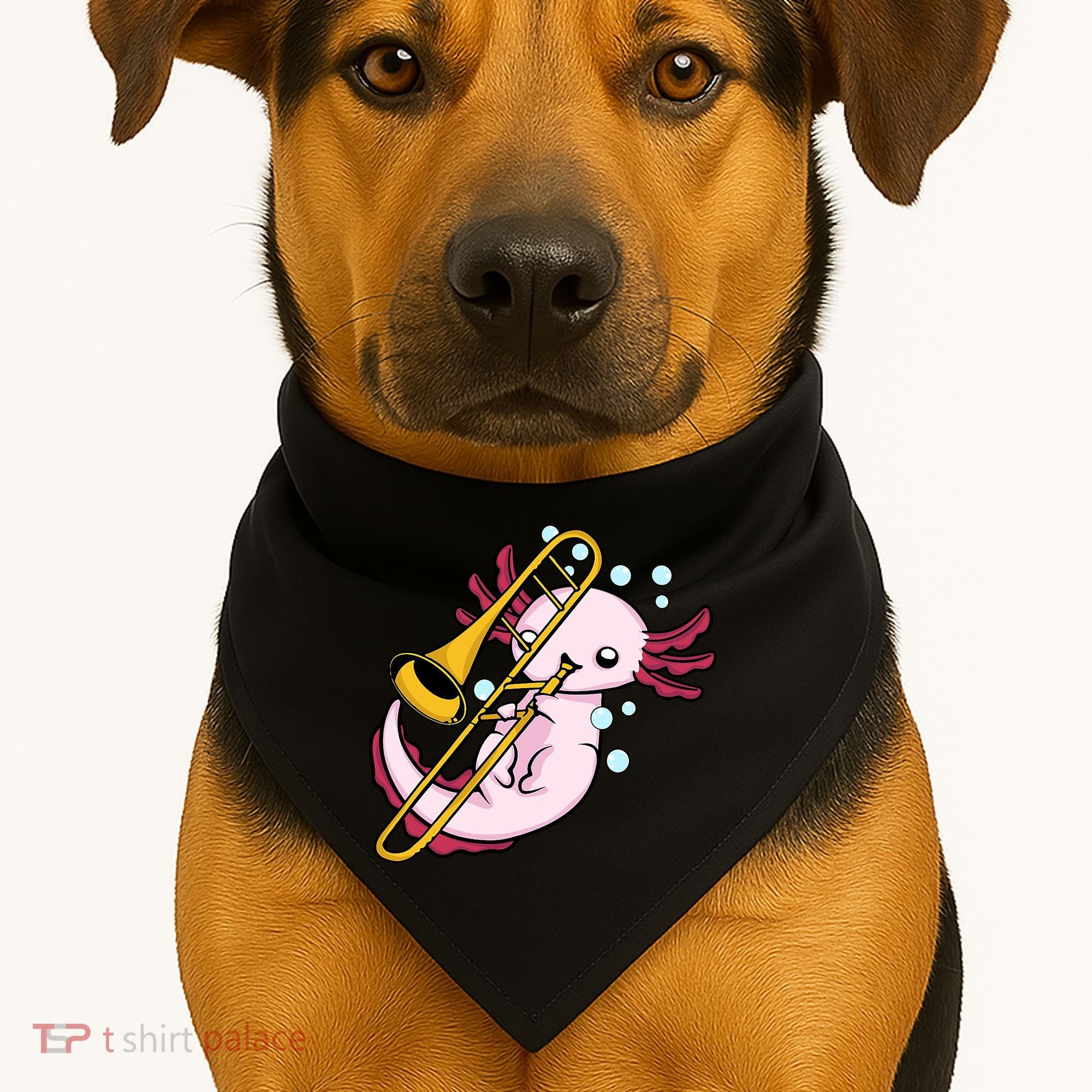 Axolotl Playing Trombone  Marching Band Trombone USA-Made Doggie Bandana