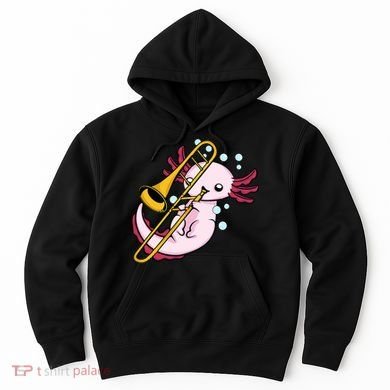 Axolotl Playing Trombone  Marching Band Trombone Hoodie