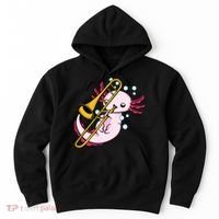 Axolotl Playing Trombone  Marching Band Trombone Hoodie thumb 0