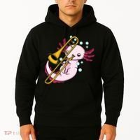 Axolotl Playing Trombone  Marching Band Trombone Hoodie thumb 2