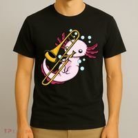 Axolotl Playing Trombone  Marching Band Trombone T-Shirt thumb 3