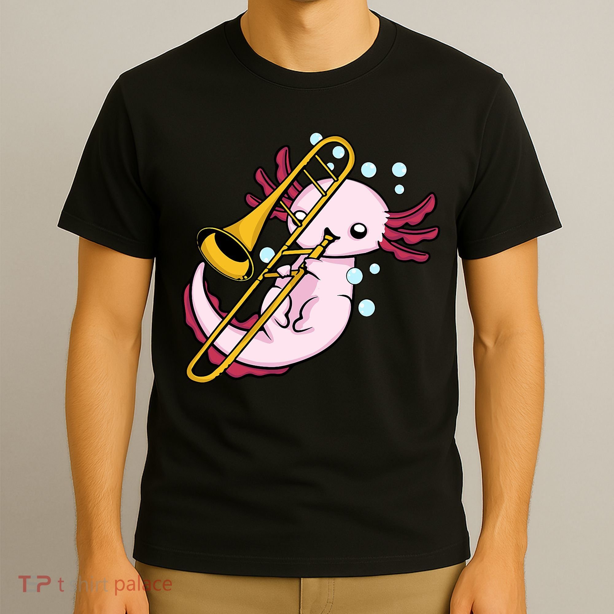 Axolotl Playing Trombone  Marching Band Trombone T-Shirt