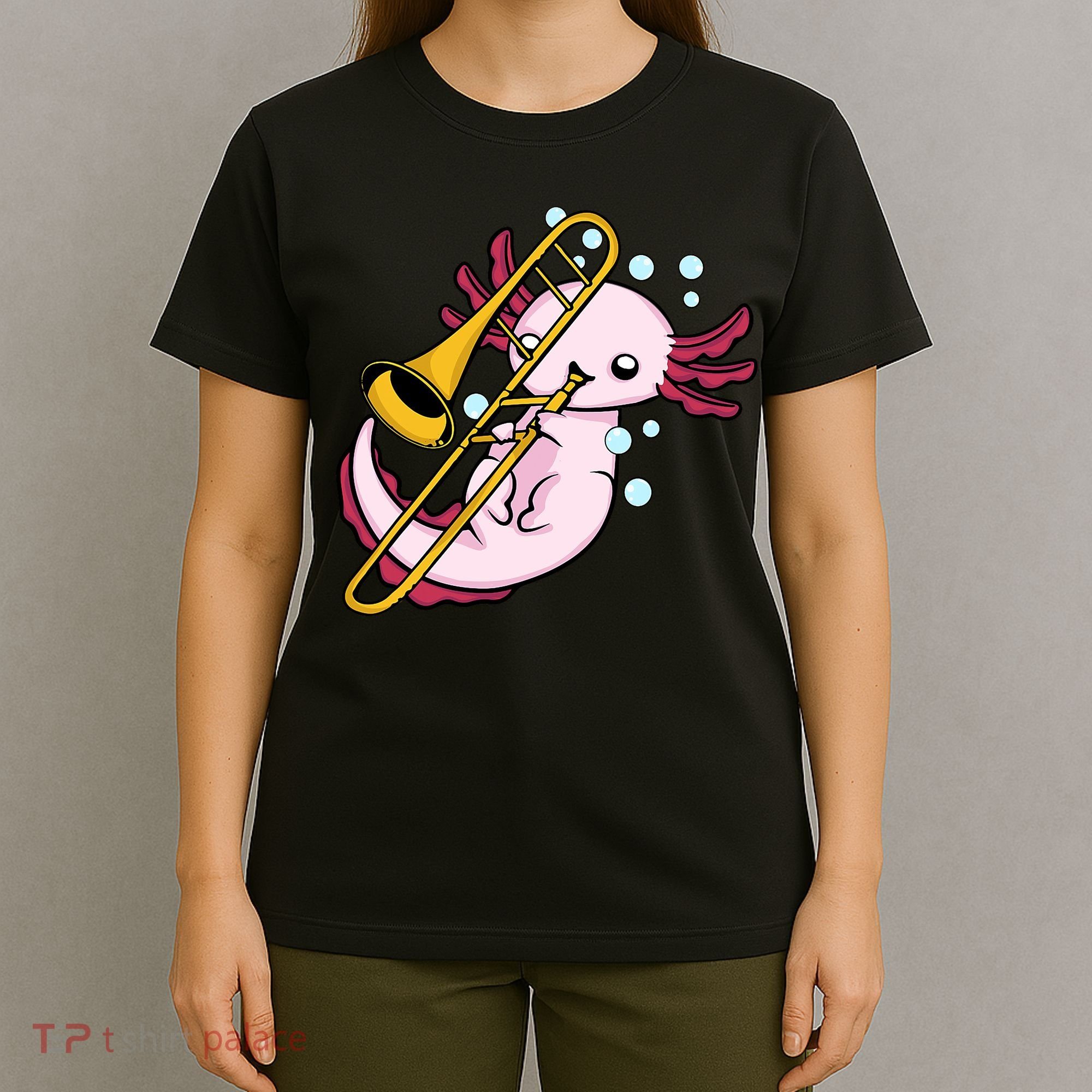 Axolotl Playing Trombone  Marching Band Trombone T-Shirt