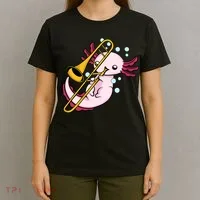 Axolotl Playing Trombone  Marching Band Trombone T-Shirt thumb 4