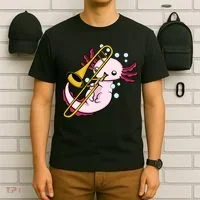 Axolotl Playing Trombone  Marching Band Trombone T-Shirt thumb 6
