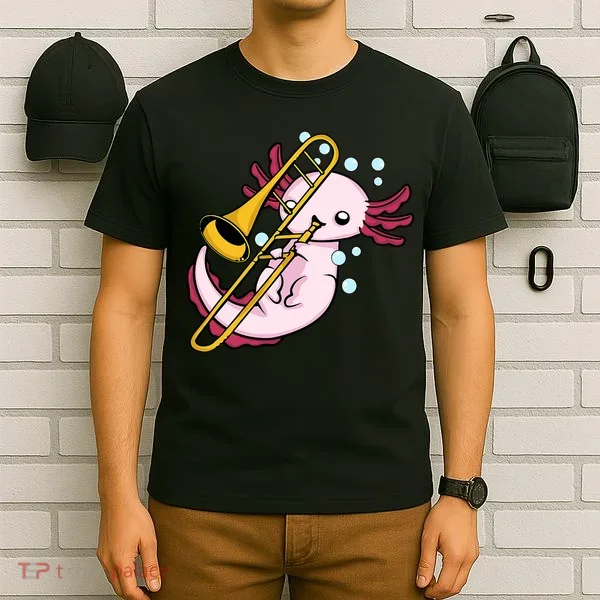 Axolotl Playing Trombone  Marching Band Trombone T-Shirt