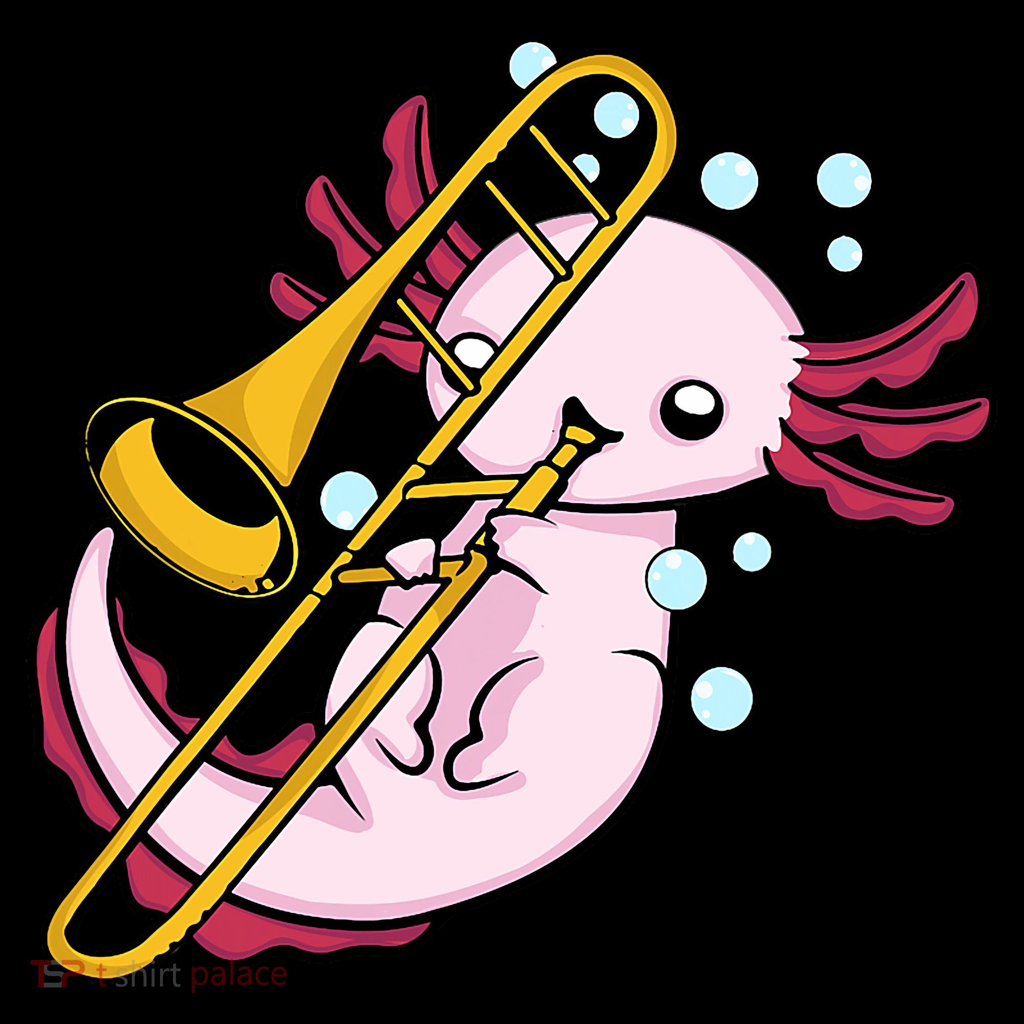 Axolotl Playing Trombone  Marching Band Trombone Bucket Hat