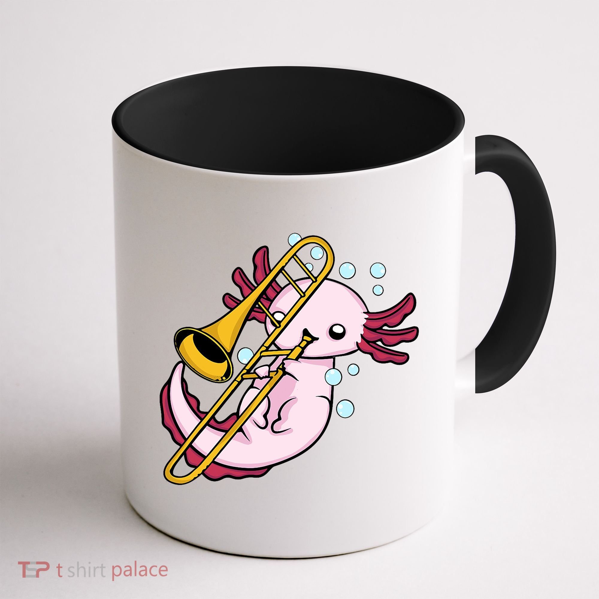 Axolotl Playing Trombone  Marching Band Trombone Coffee Mug