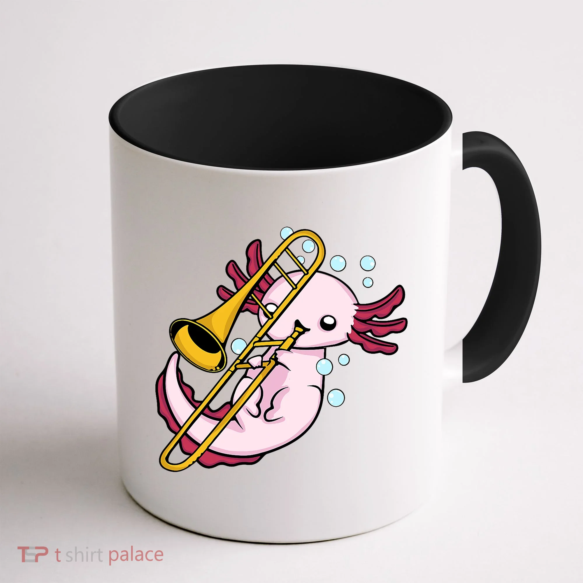 Axolotl Playing Trombone  Marching Band Trombone Coffee Mug