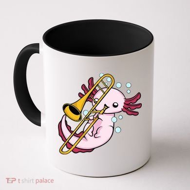 Axolotl Playing Trombone  Marching Band Trombone Coffee Mug