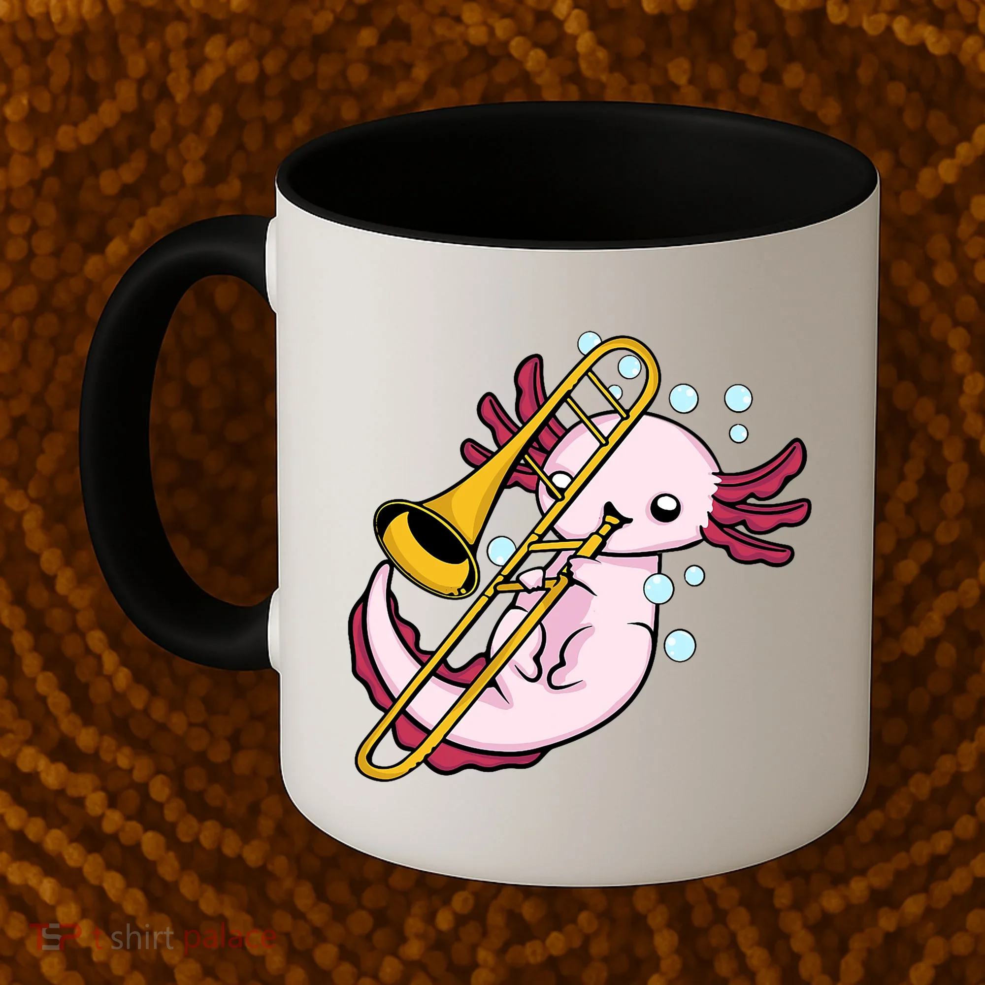 Axolotl Playing Trombone  Marching Band Trombone Coffee Mug