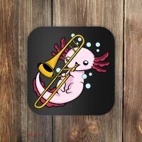 Axolotl Playing Trombone  Marching Band Trombone Coaster thumb 0