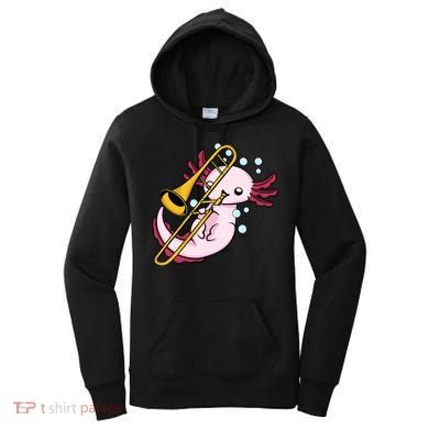 Axolotl Playing Trombone  Marching Band Trombone Women's Hoodie
