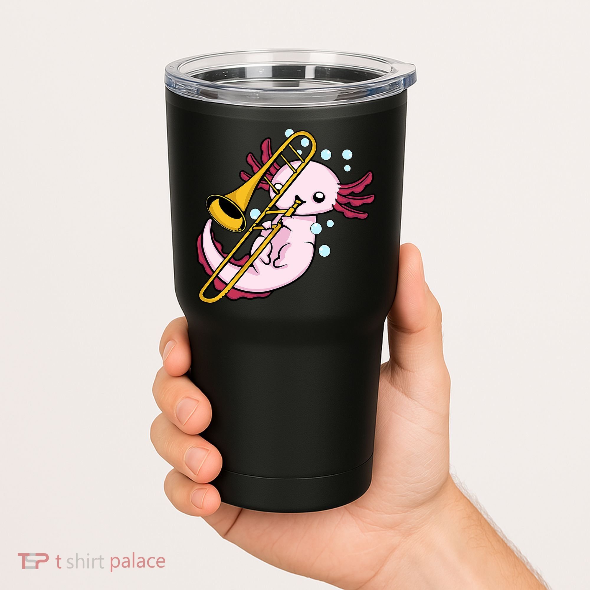 Axolotl Playing Trombone  Marching Band Trombone Tumbler