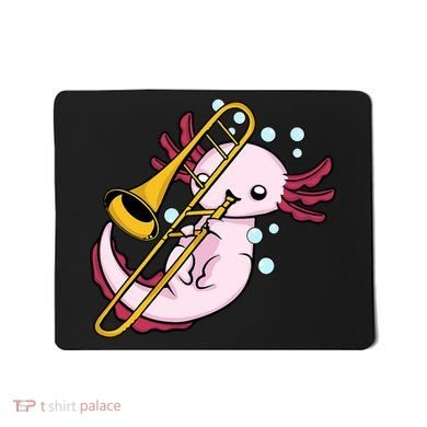 Axolotl Playing Trombone  Marching Band Trombone Mousepad