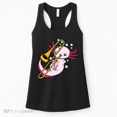 Axolotl Playing Trombone  Marching Band Trombone Women's Tank Top