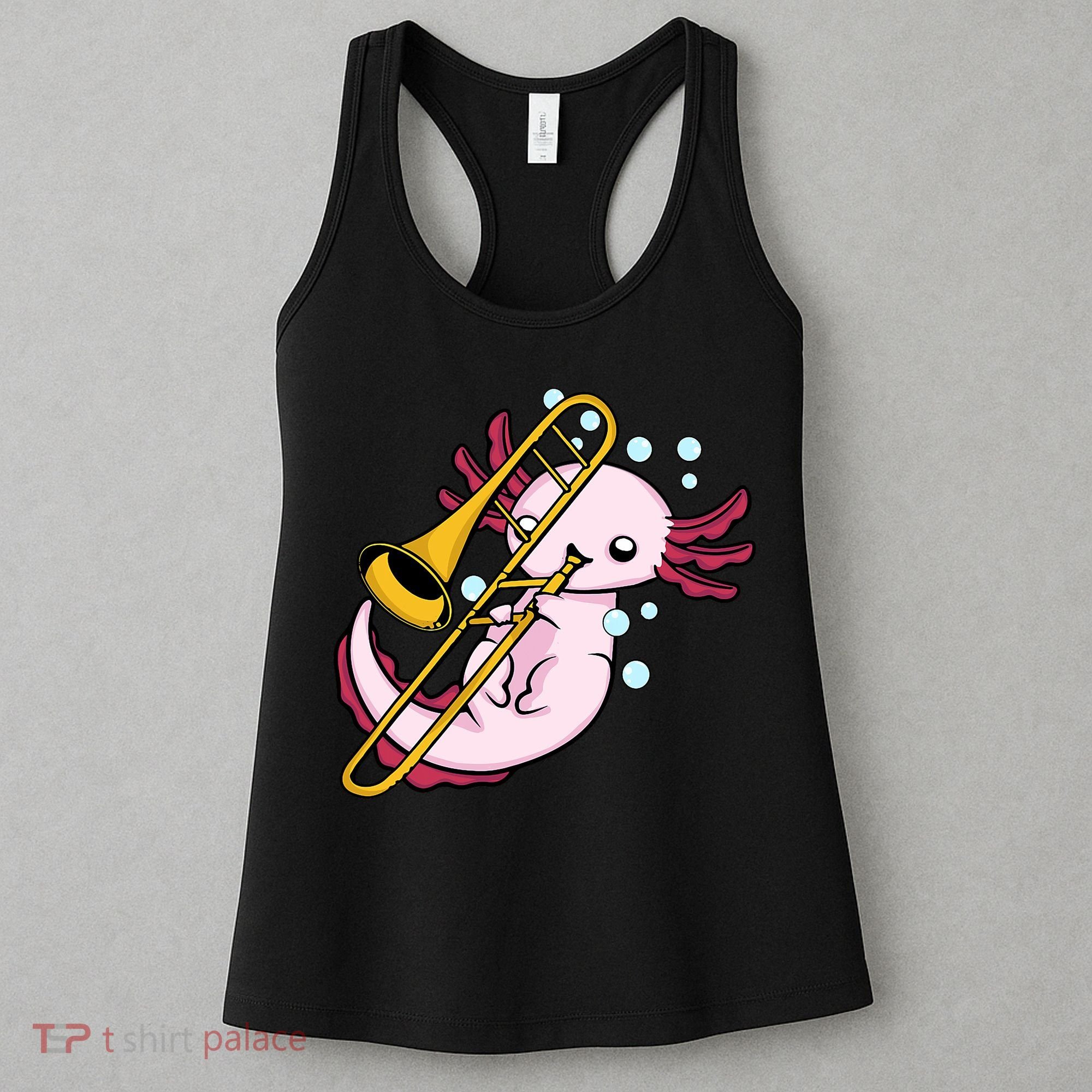 Axolotl Playing Trombone  Marching Band Trombone Women's Tank Top