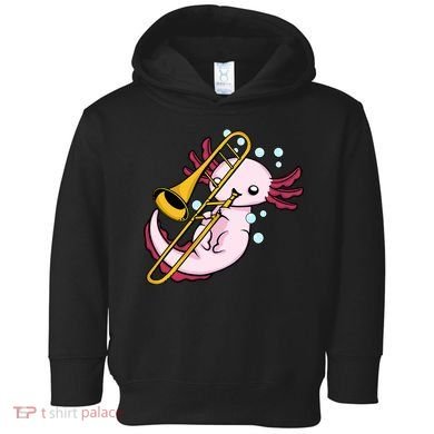 Axolotl Playing Trombone  Marching Band Trombone Toddler Hoodie
